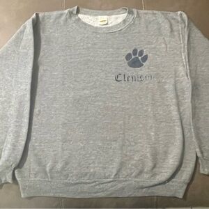 Vtg 70s Clemson Tigers Russell Athletic Size M Grey Sweatshirt USA Made